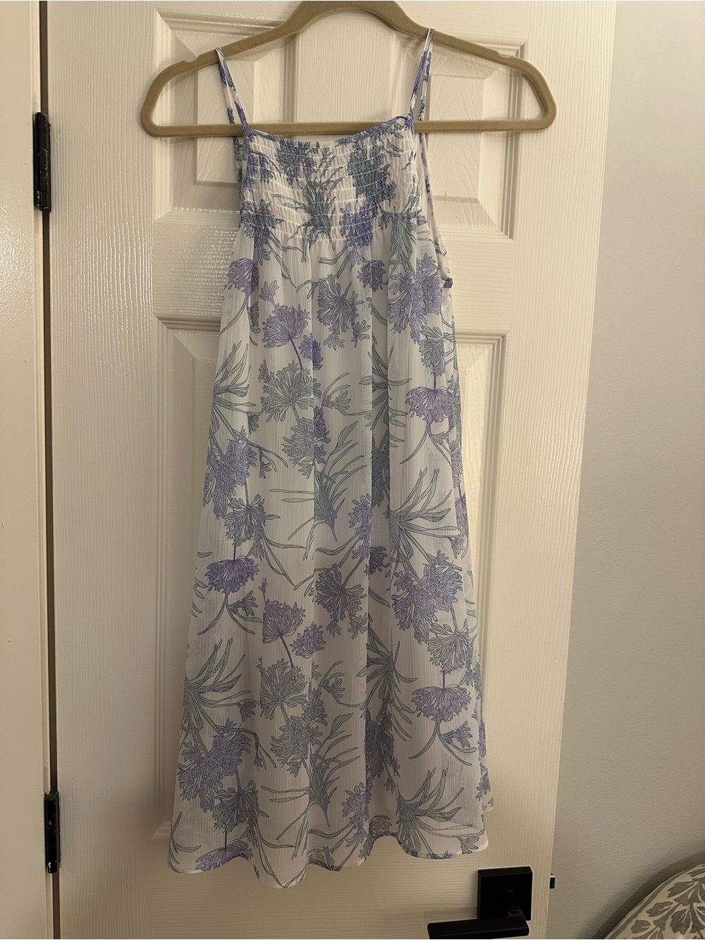 Express White Mini Dress with Lavender Floral Print